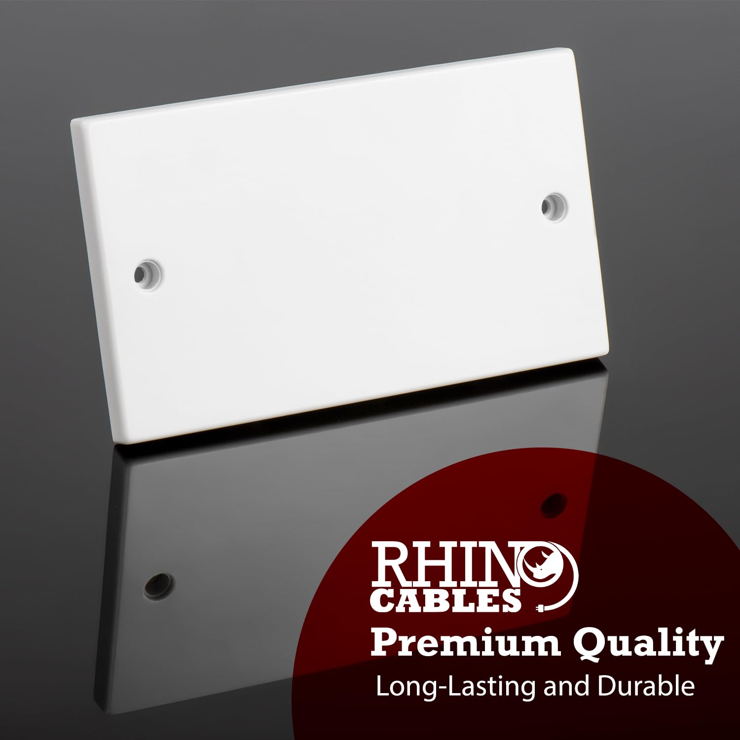 rhinocables Electrical Blanking Plate 2 (Two) Gang - White Gloss Plastic Finish (1, Double)