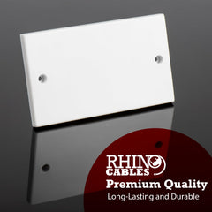 rhinocables Electrical Blanking Plate 2 (Two) Gang - White Gloss Plastic Finish (1, Double)