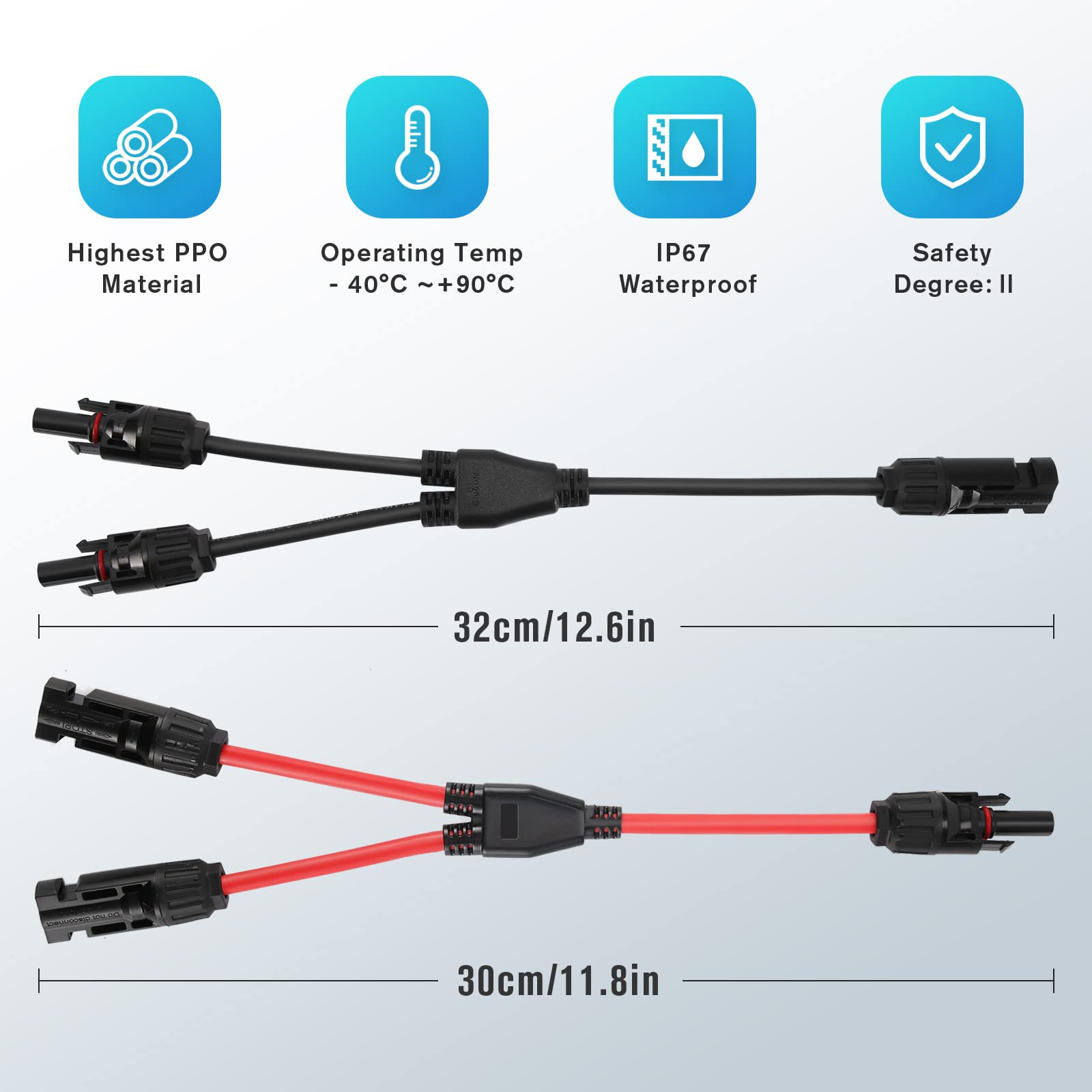 Thlevel Y Branch Parallel Connector MMF and FFM Solar Branch Adapter 1 Pair Y Photovoltaic Connector Solar Panel Cables Distributor Socket