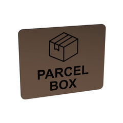 Parcel Box Adhesive Sign - Notice For Deliveries, Delivery Drivers, Packages, Post, Leave Parcel Here (size 12cm x 10cm) Never Loose Your Delivery Again. (Copper)