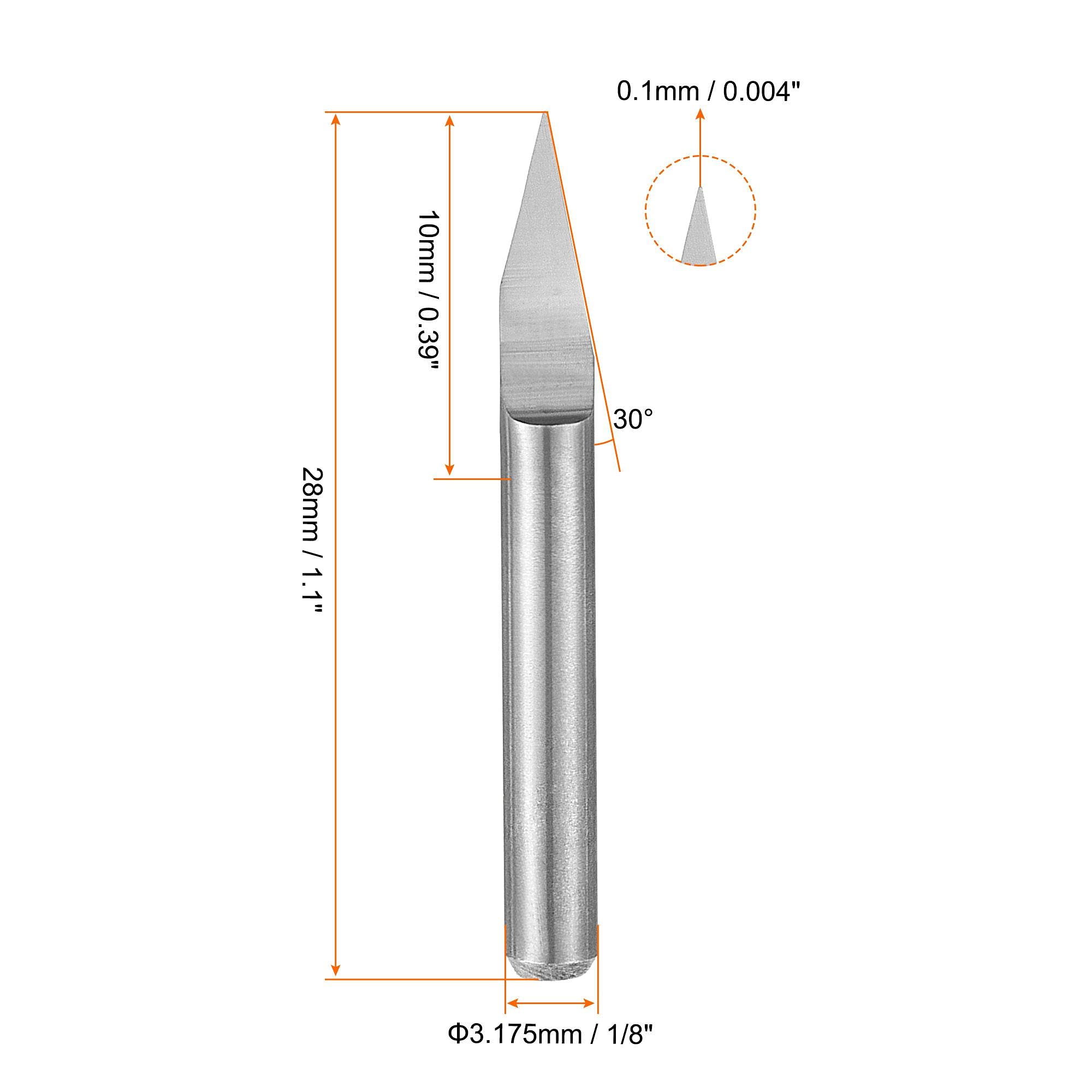 sourcing map Wood Engraving Bit Solid Carbide 3.175mm 1/8 inches Shank, 30 Degree 0.1mm Tip CNC Router Tool for Acrylic PVC MDF PCB Wood Carving, 10pcs