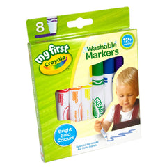 CRAYOLA MyFirst Washable Markers - Assorted Colours (Pack of 8)   Easy-Grip Markers Ideal for Toddlers Hands   Ideal for Kids Aged 12and Months