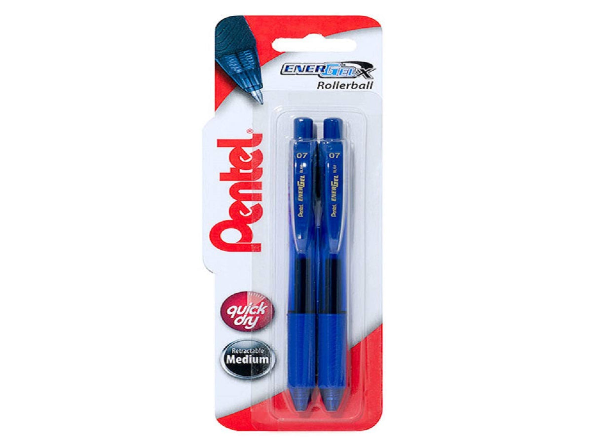 Pentel EnerGel-XBL107/2-C Tip Retractable Pen, 0.7 mm - Blue ink (1 Blister of 2 Pens)