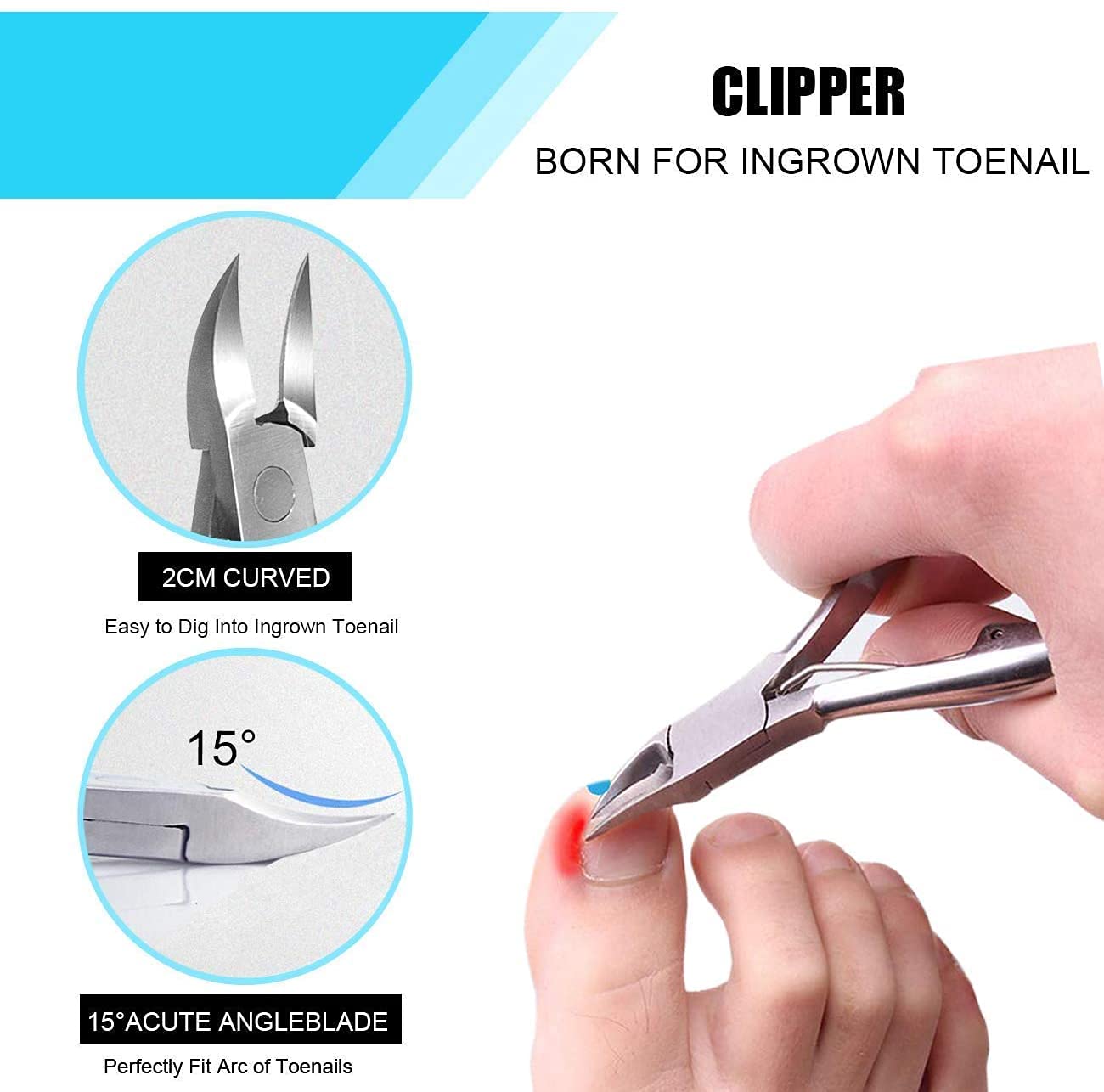 Toenail Clippers Set 7Pcs, Staineless Steel Ingrown Toenail Tool Kit, Professional Toe Nail Nippers Set for Ingrown & Thick Nail, Surgery Grade Manicure Pedicure Tool by OosoFitt