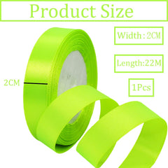 Fluorescent Green Ribbon 20mm for Gift Wrapping,22M Double Sided Satin Ribbon Green Polyester Ribbon Balloon Ribbon Fabric Thick Ribbon for Crafting,Xmas,Valentine,Bouquets,Cake Wedding Party Decor