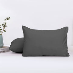 Oxford Homeware Pillow Cases 2 Pack Brushed Microfiber Standard Charcoal Pillowcases - Fade Resistant Pillow Cover Envelope Closure Pillow Covers (50 x 75 cm)