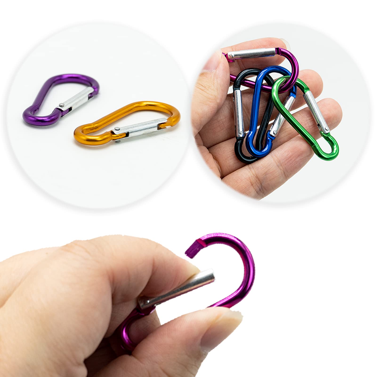 SZXMDKH 10 Pcs Carabiner Clip, 46mm/1.6inch Multicolor Locking Key Chain Clips for Camping Traveling Hiking Keychains Keyring Outdoor