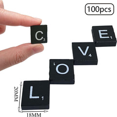 100 Pieces Scrabble Letters for Crafts, Wood squarek Scrabble DIY Wood Gift Decoration, Making Alphabet Coasters and Scrabble Crossword Game, for Crafts, Spelling, Scrapbooking, Black