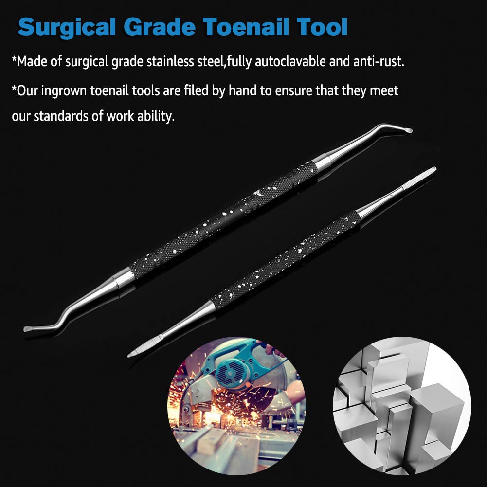 FERYES Ingrown Toenail Tools,Toenail Lifter and Toenail File Kit for Ingrown Toenails Treatment - Surgical Grade Stainless Steel