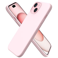 ORNARTO Compatible with iPhone 15 Case 6.1 inches, Slim Liquid Silicone 3 Layers Full Covered Soft Gel Rubber 15 iPhone Case Cover 6.1 inch-Pink