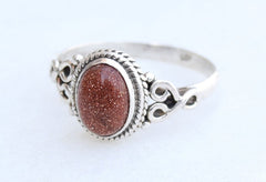 Sunstone Ring 925 Sterling Silver Statement Ring For Women Size UK M Natural Gemstone Ring Handmade Ring Christmas Gifts Ring Jewelry