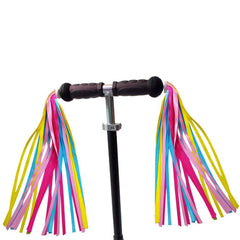 Ainkou 1 Pair Kid's Rainbow Bike Streamers for Girls Boys, 2pcs 10 inches Childrens Colorful Bicycle Handlebar Grips Tassel Ribbons (Yellow Pink)