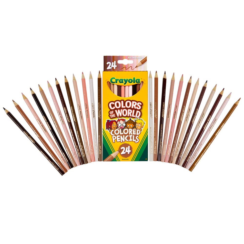 CRAYOLA Colours of the World Pencils - Assorted Colours (Pack of 24)   Colours That Represent Skin Tones from Around the World   Ideal for Kids Aged 3and