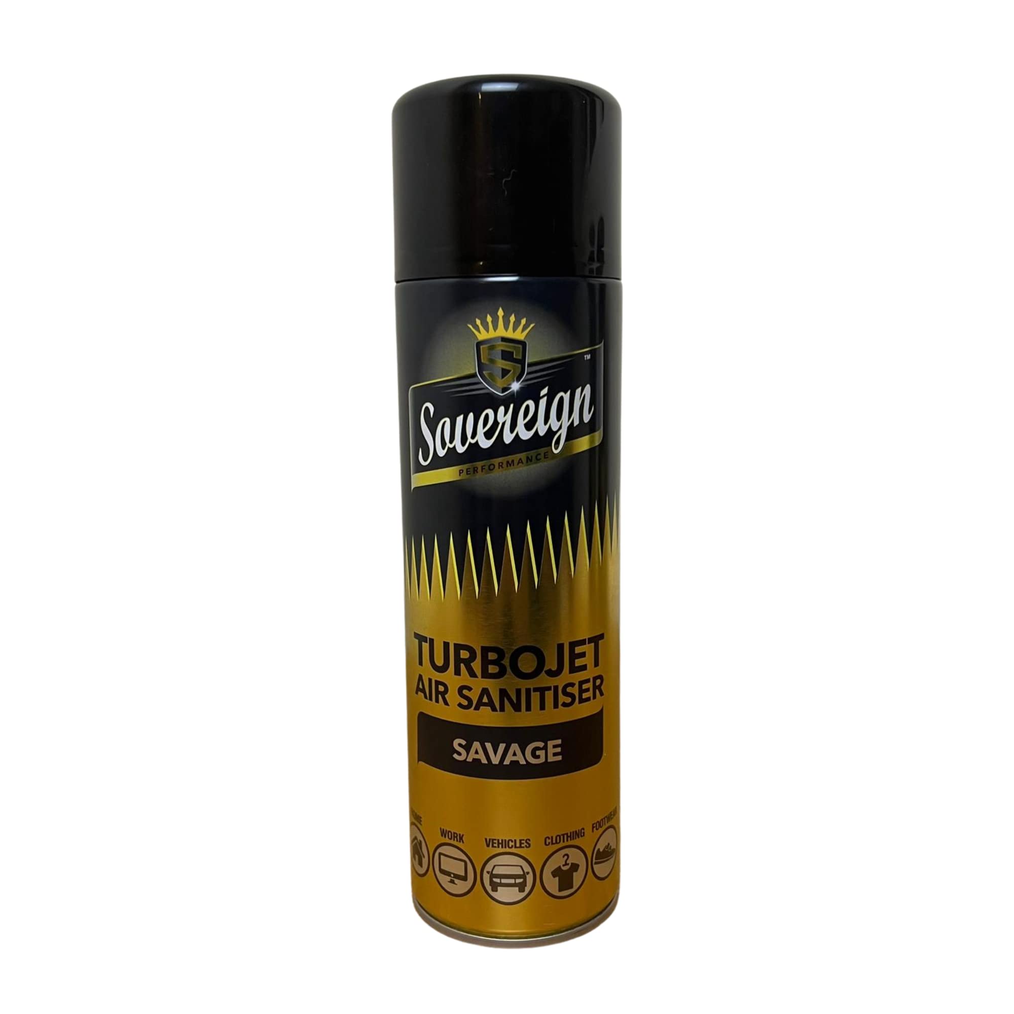 Sovereign Aerosols 3 x Sovereign Designer Fragrances Savage Greed RADA Car Home Office Gym Turbojet Air Sanitiser Freshener Blast Spray Cans 500ml Bundle