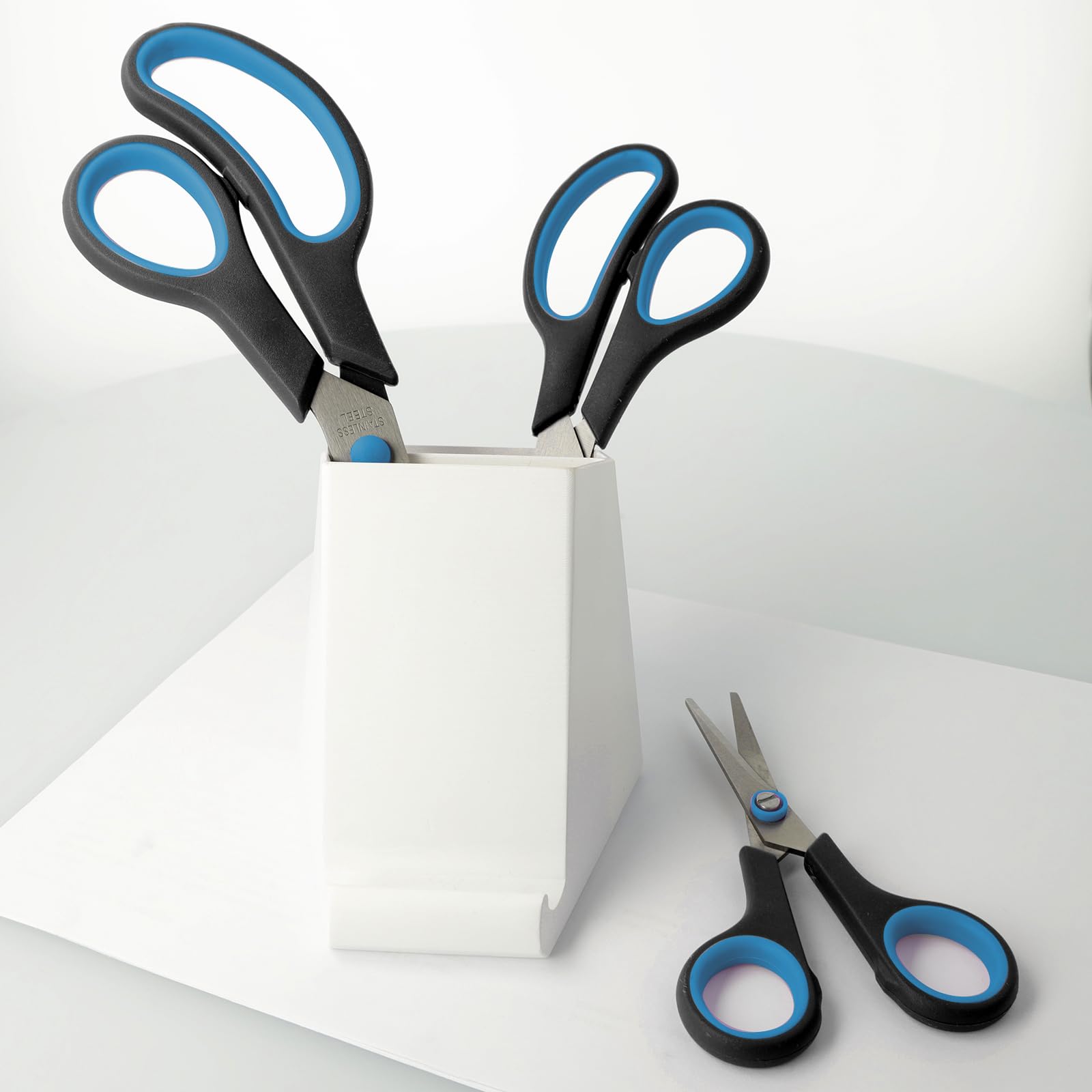 Westcott N-9002700 Easy Grip Soft Grip Scissor - Black/Blue (Set of 3)