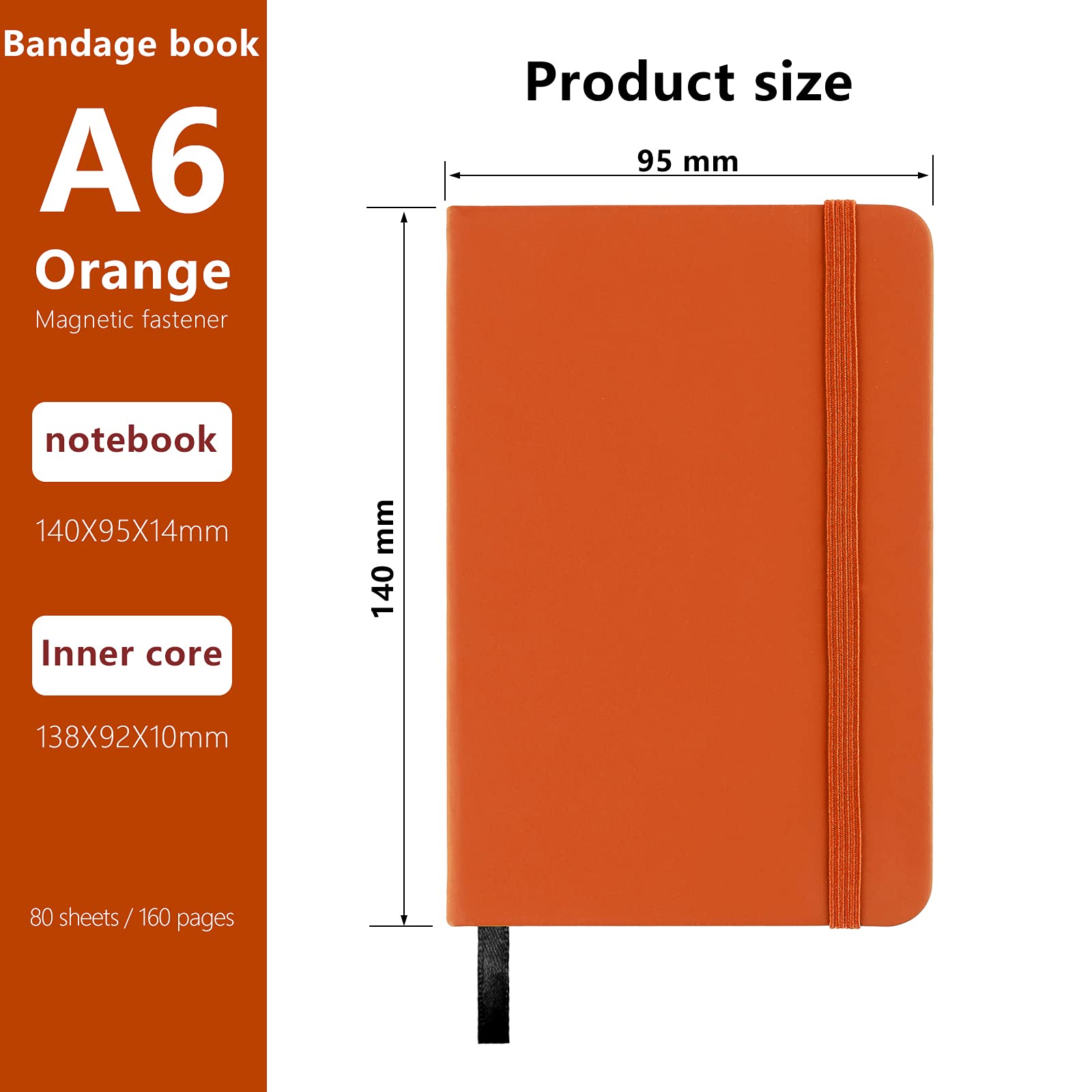 A6 Notebooks, Pocket Notebook Note Pads Small Notebooks Hardback Notebook A6 Notepad Journal 160 Pages (80 Sheets)-Orange