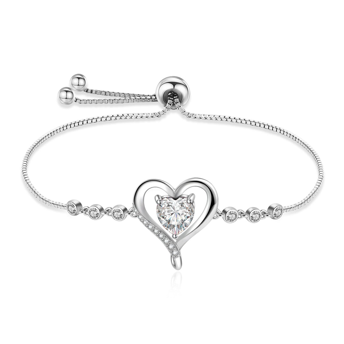 Cosie Lily Mothers Day Gifts for Mum Bracelets for Womens 925 Sterling Silver Bracelet Ladies Love Heart Silver Bracelet Jewellery for Wife Girlfriend Mum Anniversary Birthday Gifts for Her