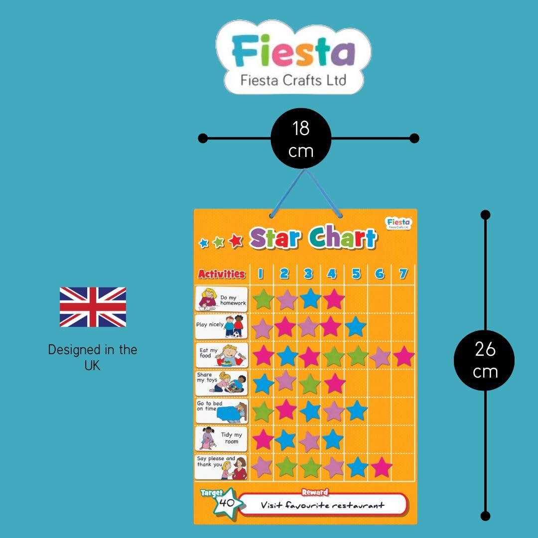 Fiesta Crafts Star Chart (T2388)- Magnetic Activity Board for Kids, Toddlers, Preschoolers, Boys & Girls - Teaches Responsibility, Good Behaviour & Chore Obedience at Home or in the School Classroom