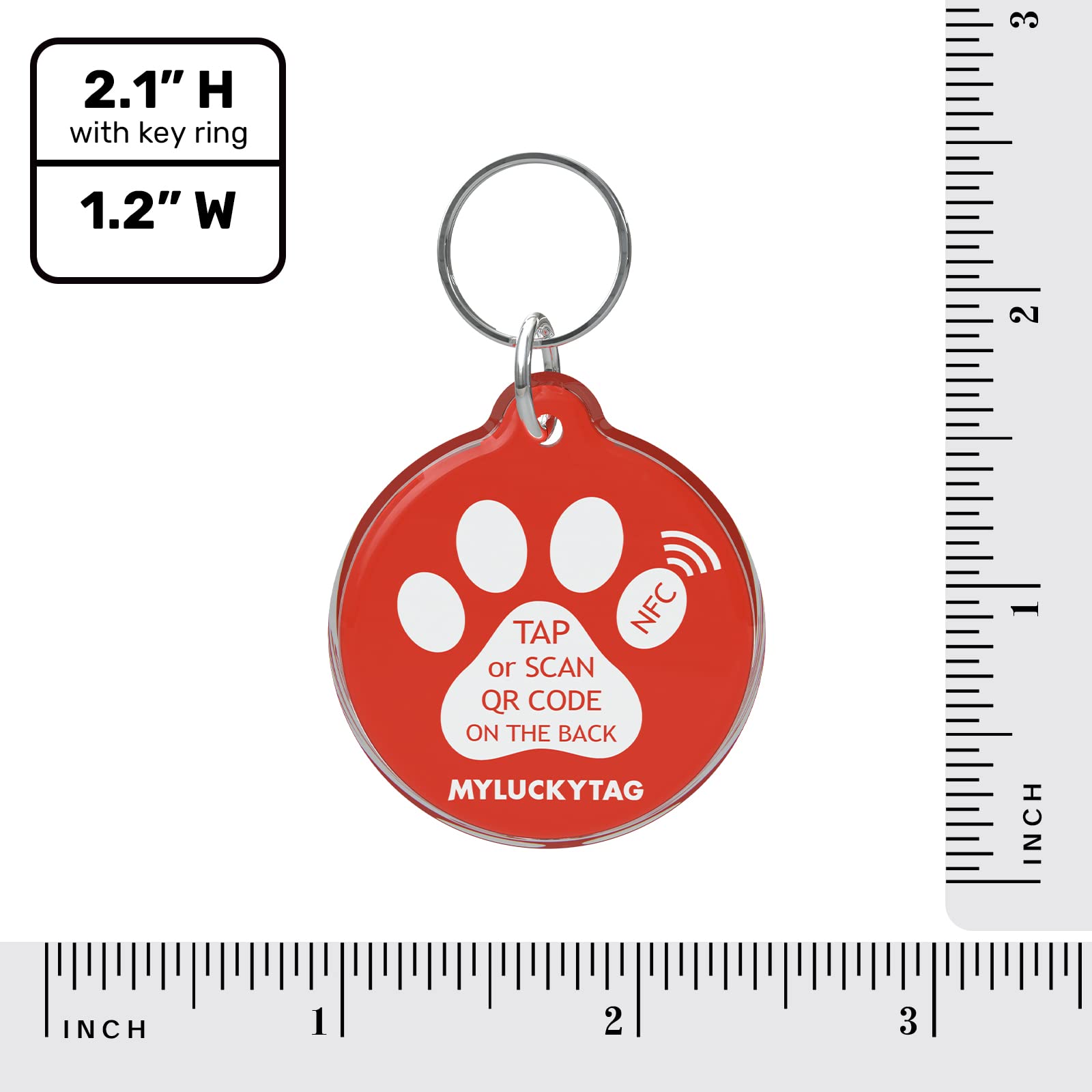 MYLUCKYTAG NFC & QR Code Smart Pet ID Tag Personalized Dog Cat Tag, Online Pet Profile, Pet Location Alert Email, Digital Pet Tag, Quiet Pet Tag, Durable Pet ID, Engraved Pet Tag