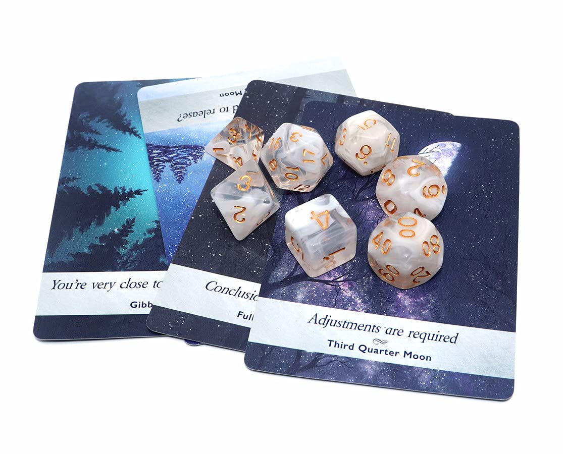 DND Dice Set 7Pcs Transparent Mix White Cloud Dice for Dungeon and Dragons D&D RPG Role Playing Games Polyhedral Dice