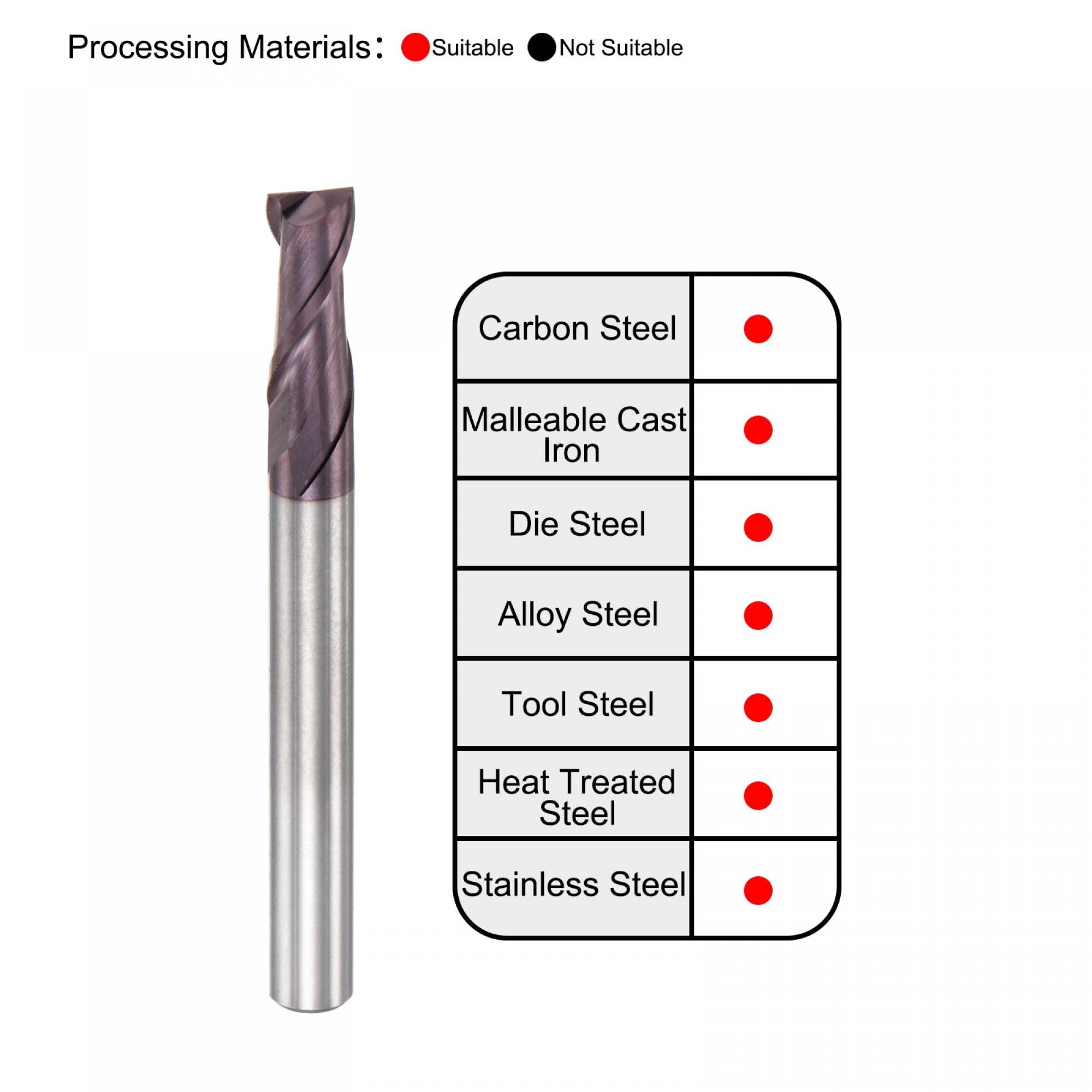 sourcing map Square Nose End Mill, 5mm Tip Dia Solid Carbide AlTiN Coated CNC Router Bits 2 Flute Spiral Milling Cutter HRC55 with 5mm Shank 50mm (2-inch) Length