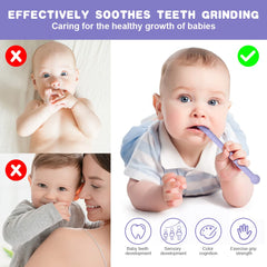 Vicloon Teething Toys for Baby, 4PCS Baby Silicone Teether Tubes with 4 Cleaning Brush, Teether Sensory Toys Gum Massager, Baby Teething Toy Infant Chew Straw Toy - Oblate