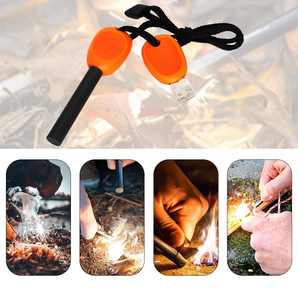 1 Pcs Fire Starter Kit Flint and Steel Survival Fire Steel Scraper Emergency Whistle Survival Tool for Travelling Outdoor Camping Hiking