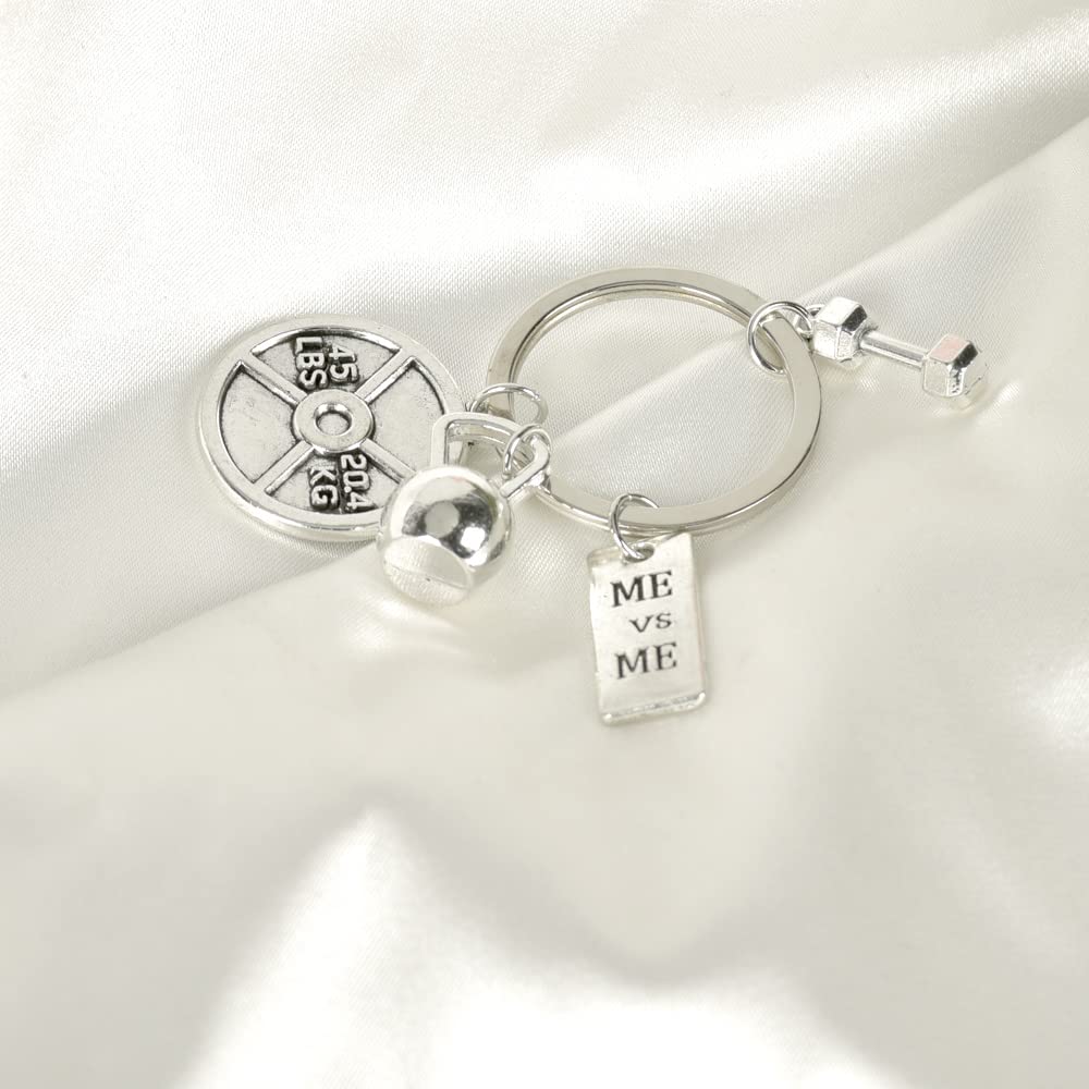 ShiQiao Spl Fitness Keychains with Quotes Weight Plate Dumbbell Kettlebell Charms Keyring