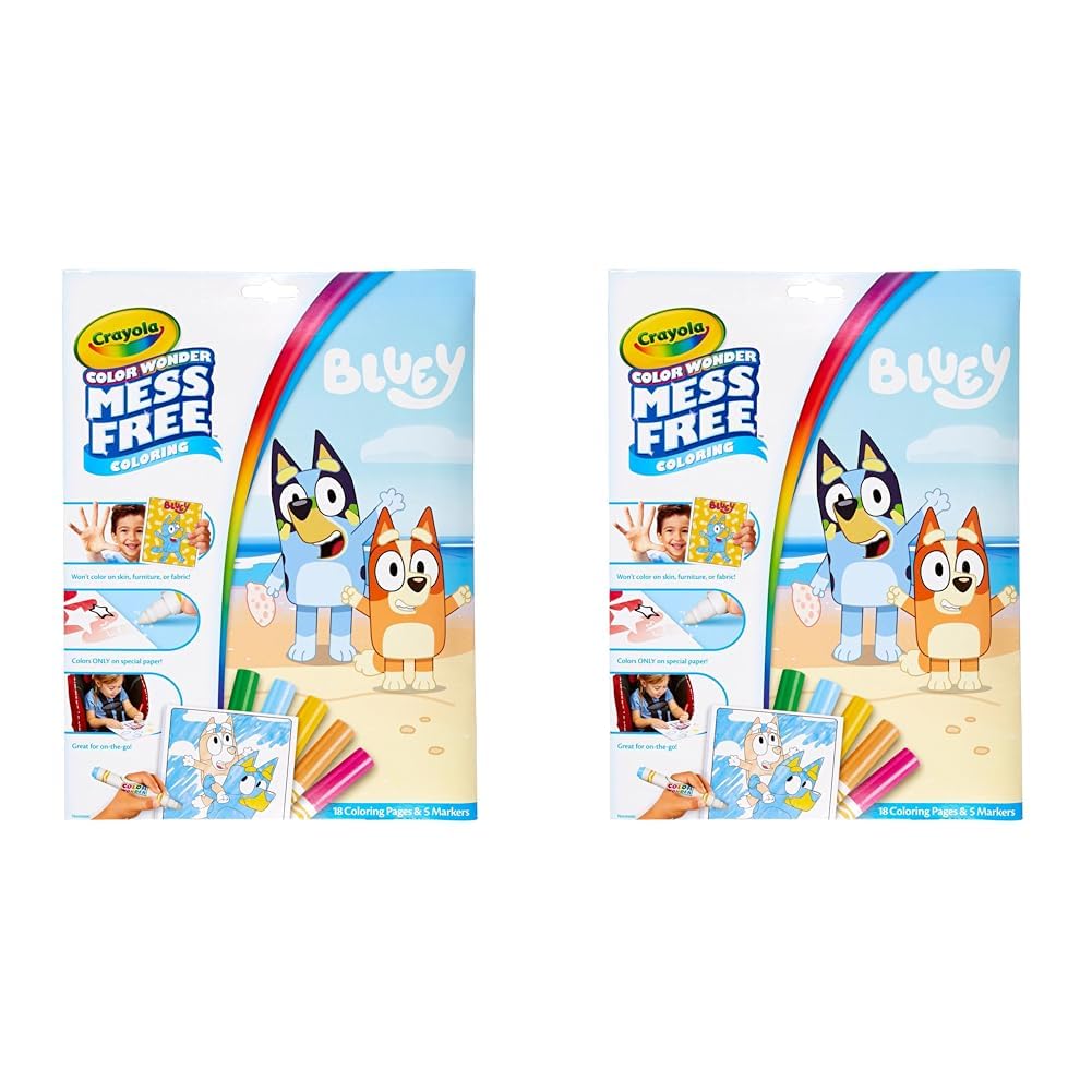 CRAYOLA Color Wonder - Bluey Colouring Mess-Free Book (Includes 18 Colouring Pages & 5 Magic Color Wonder Markers) (Pack of 2)