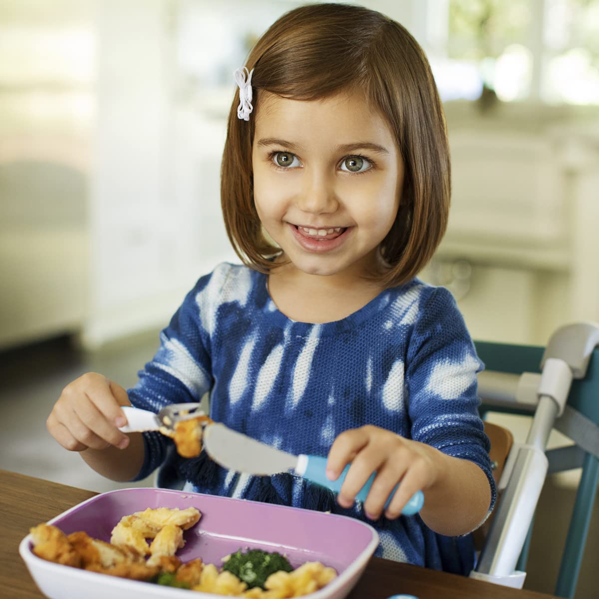 Munchkin Splash Toddler Cutlery Set (Fork, Knife & Spoon), Blue