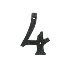 UAP House Numbers - 4 Inch Black Iron Door Numbers Screw Fix For Front Door, Rustic Address Number Screw On For Doors And Gates, Made of Solid Cast Iron (Number 4)