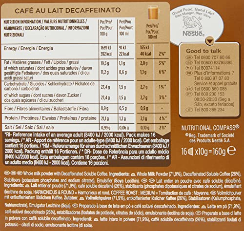 NESCAFE Dolce Gusto Cafe au Lait Decaf Coffee Pods - total of 48 Coffee Capsules - Decaffeinated Coffee (3 Packs)