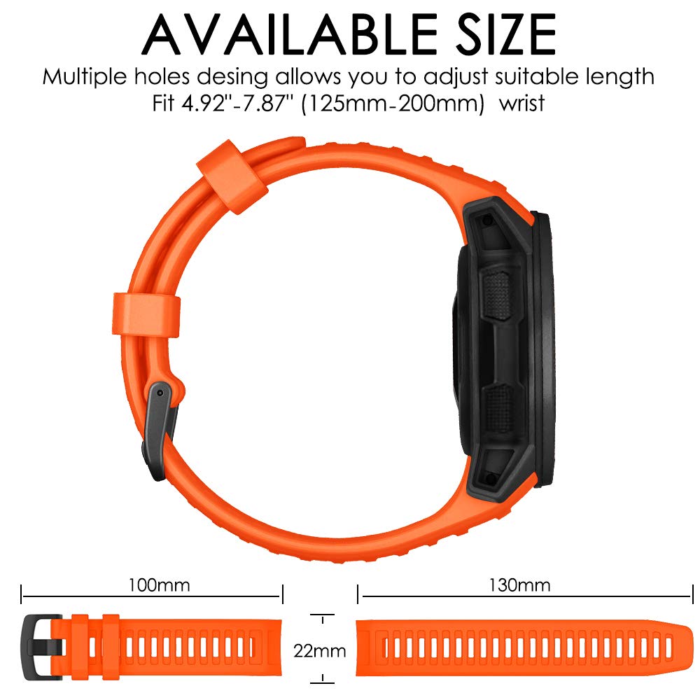 Compatible Garmin Instinct Strap, Silicone Band 22mm Bracelet Replacement Watch Strap for Garmin Instinct Sports GPS Smart Watch with Adapter Tools