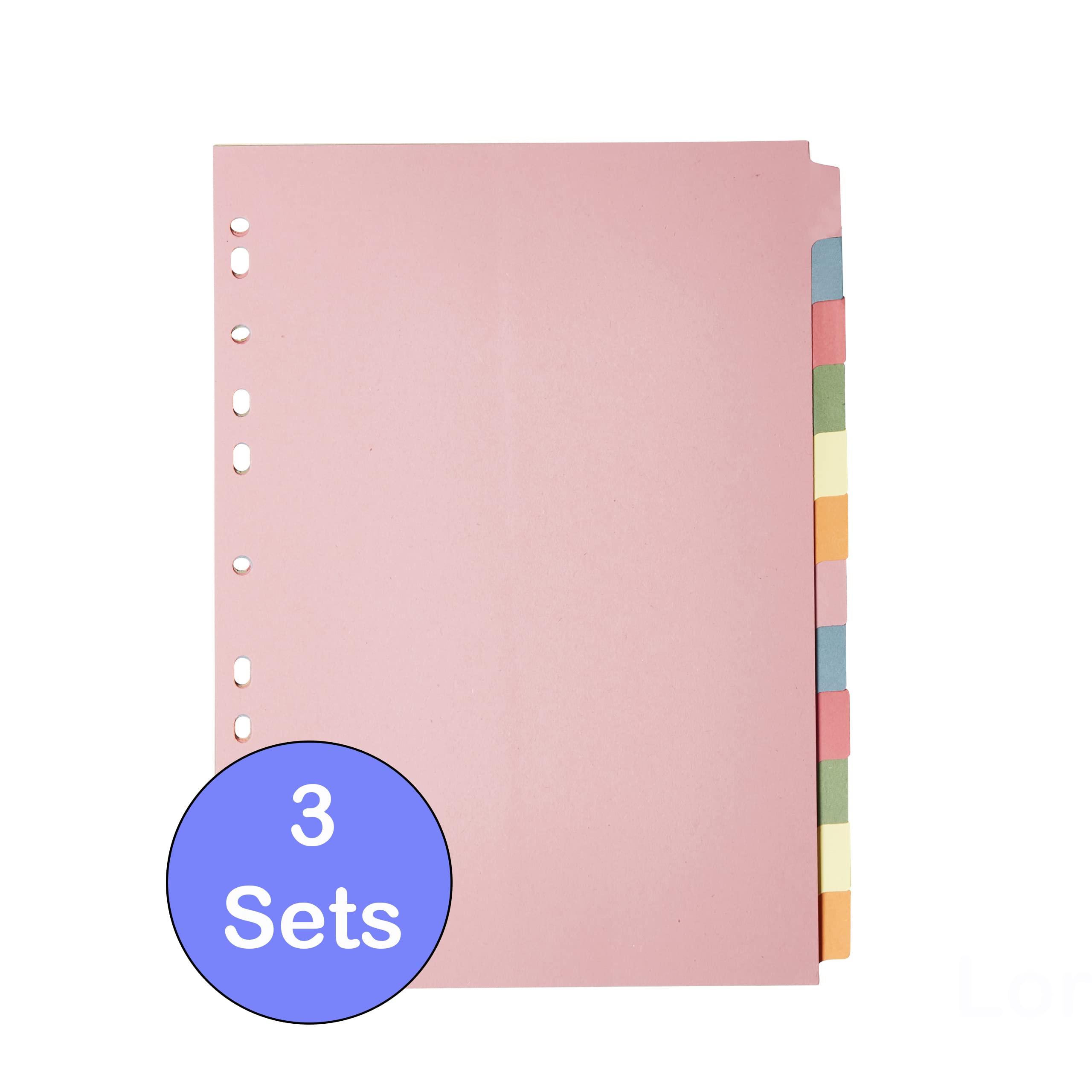 [3 Pack] A4 File Dividers 12 Part   A4 Subject Dividers 12 Part Card Folder Dividers Multi Hole Punched in Assorted Colours   Fit All A4 Portrait File Dividers (3)