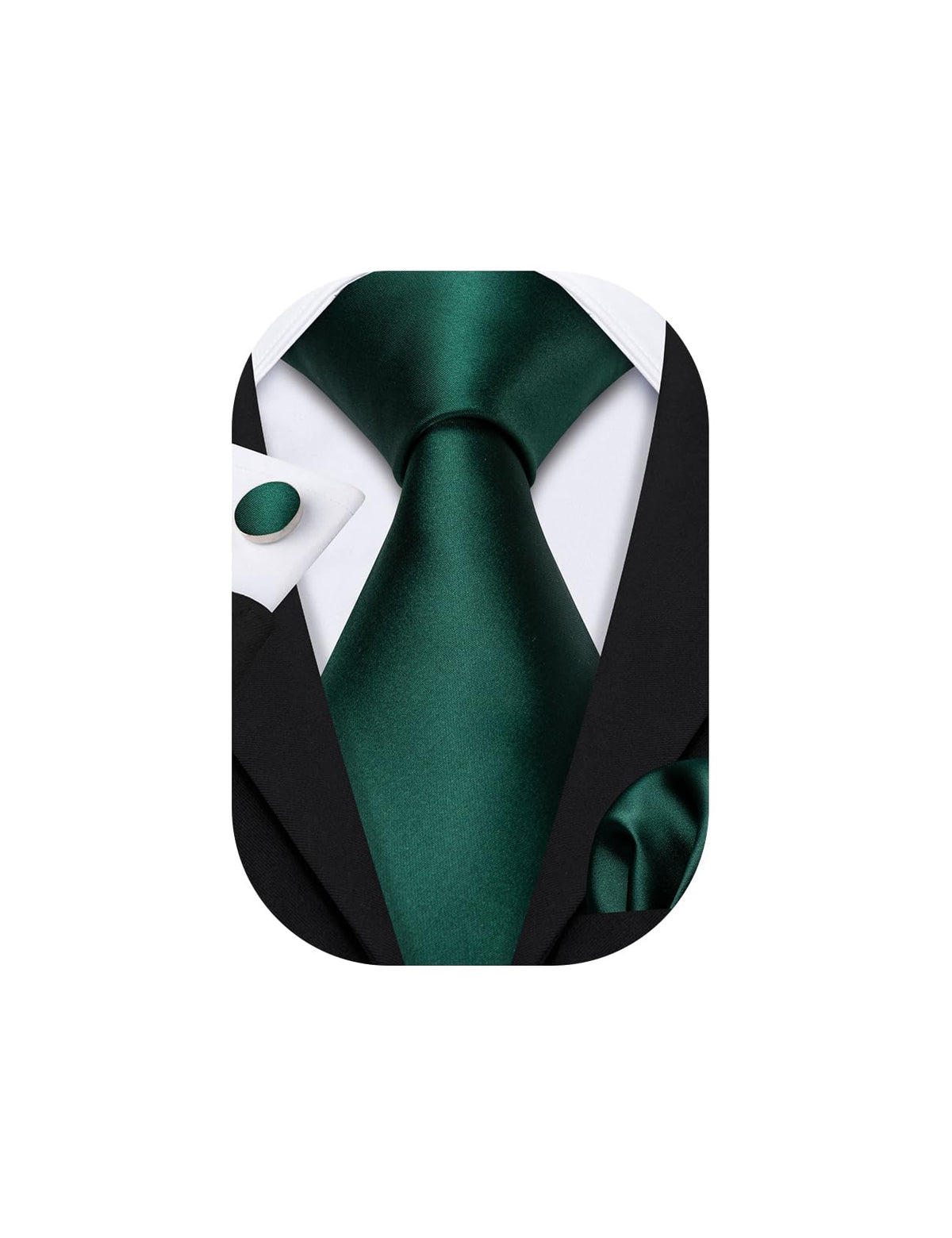 Barry.Wang Solid Green Ties for Men Stain Silk Necktie Handkerchief Cufflinks Wedding Christmas