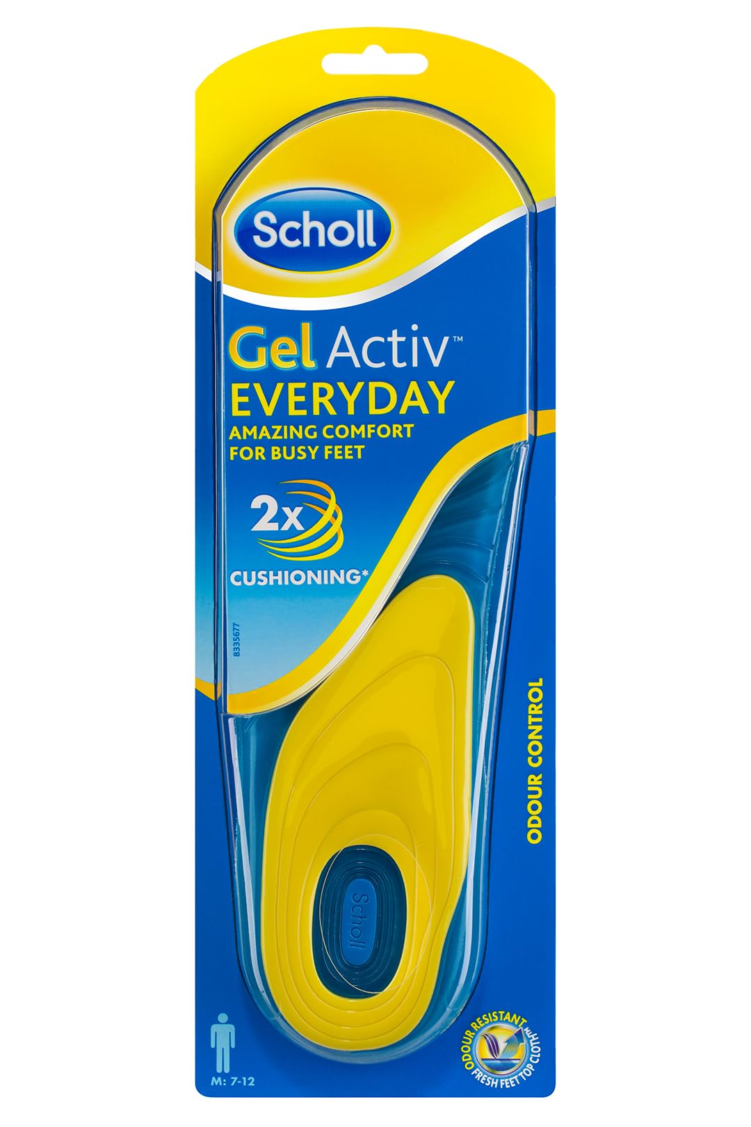 Scholl GelActiv Every Day Insoles for Men - Anti Foot Fatigue Comfort Insoles - Insoles for Walking / Hiking - Trim to Fit Your Walking Boot / Shoes - UK Size 7-12, 1 Pair, Blue