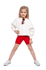 hi!mom School Short Leggings for Girls Cotton Rich 1/2 Length Shorts for School Uniform I Over-Knee Baby Kids Cotton Legggings Dancing School Elastic Soft Short Pants, 2-13 Years Red