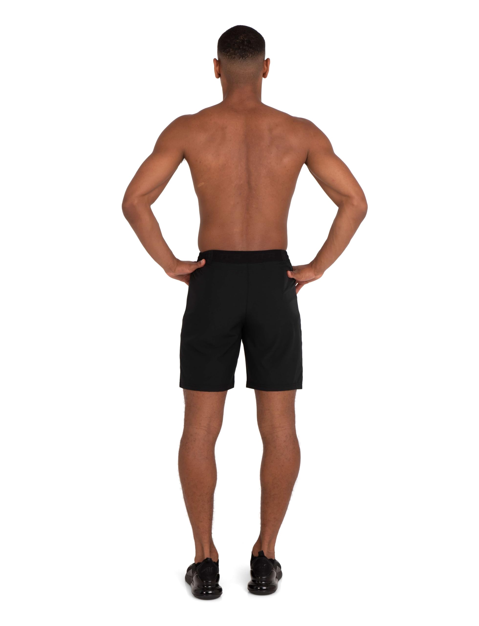 TCA Elite Tech Lightweight Mens Running Shorts Men Gym Shorts with Zip Pockets - Black Stealth, XL