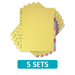 Elba A4and (Extra Wide), 10 Part Card File Dividers, Assorted, 5 Packs of 10