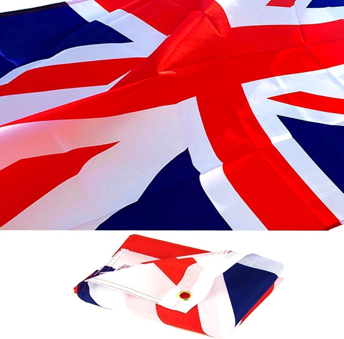 SHATCHI Large 5x3FT Union Jack Flag Britain National Flag New King Charles III Coronation Celebration Garden British Street Party Pub Outdoor Decorations, Red/Blue/White