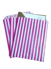 Candy Stripe Pink Sweet Bags - 7 inches x 9 inches / 175mm x 225mm - Pack of 50