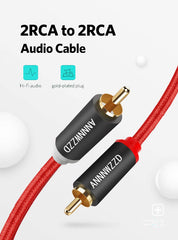 ANNNWZZD RCA Cables, Stereo Audio Cable 2 Male to 2 Male, for Amplifiers, Home Stereo Sound Systems, Speakers, Hi-Fi Systems 2M