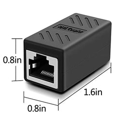 RJ45 Coupler, RJ45 Connector Cat7 Cat6 Cat5e Ethernet Coupler Network Cable Female to Female Extender Adapter (1 Pack-Black)