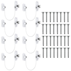 Window Restrictor Lock Justech 8PCs UPVC Window Lock Window Door Restrictor Child Safety Security Lock Cable Catch Wire with Screws and Keys for Home Public and Commercial Use-White