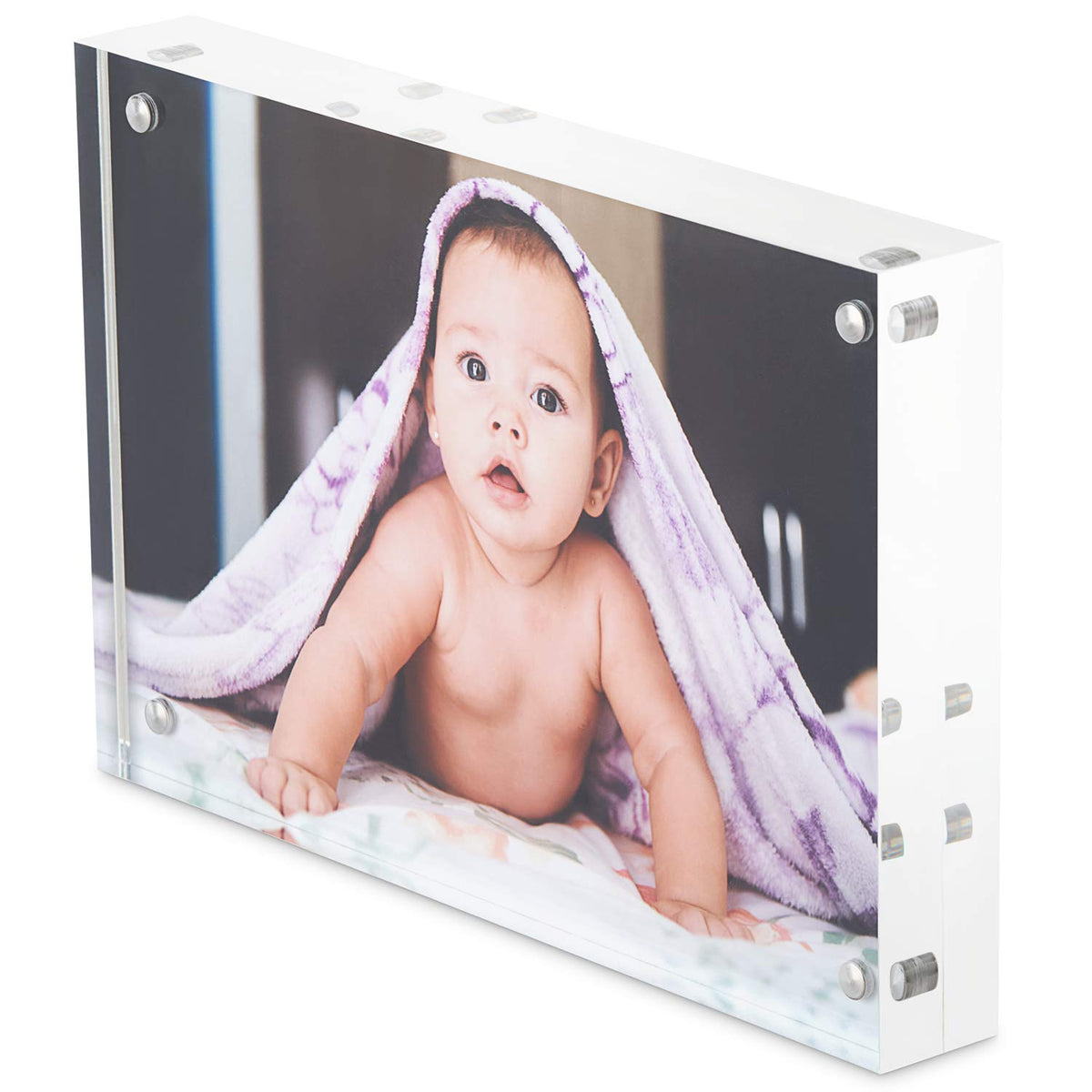 Scribble 6 x 4 Inch Acrylic Photo Frame/Block, Free Standing, Use Horizontally or Vertically