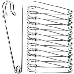 Large Safety Pins Strong for Clothes 4Inch 12 PCS Metal Kilt Pins Heavy Duty Blanket Pins Extra Large Steel Nappy Pins Safety Lock for Arts & Crafts