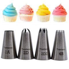 Large Cake Decorating Piping Tips, 4 Pack Stainless Steel Piping Nozzle Cake Decorating Pastry Tips Tool