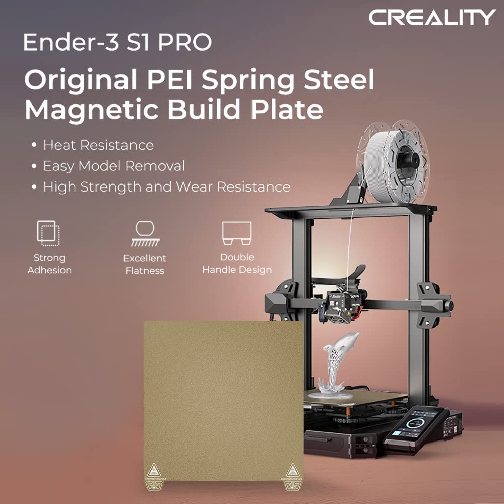 Creality Official Ender 3 S1 Pro PEI Sheet 235 x 235 mm Original Ender 3 S1 PEI Sheet 3D Printer Flexible Magnetic Sticker Removable Heated Bed PEI Build Plate Upgrade for Ender 3 S1 Pro. Ender 3 S1