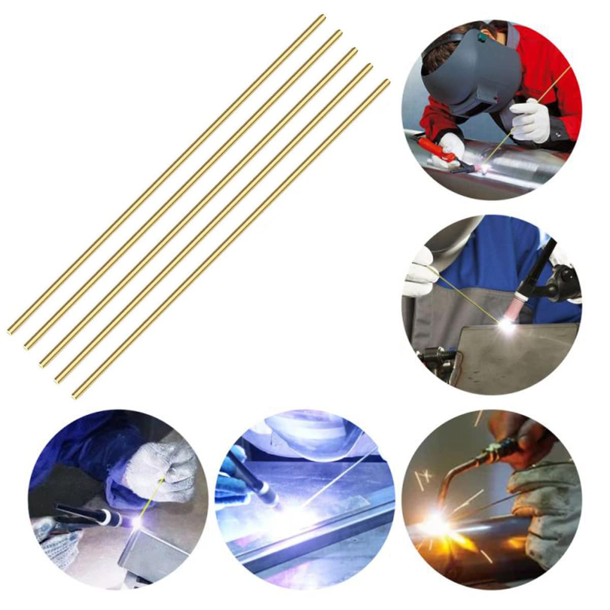 5PCS 2mm Brass Rod, Metal Solid Round Brass Rod Pin Lathe Bar Stock for RC Model Airplane Helicopter DIY Craft - 300mm Length