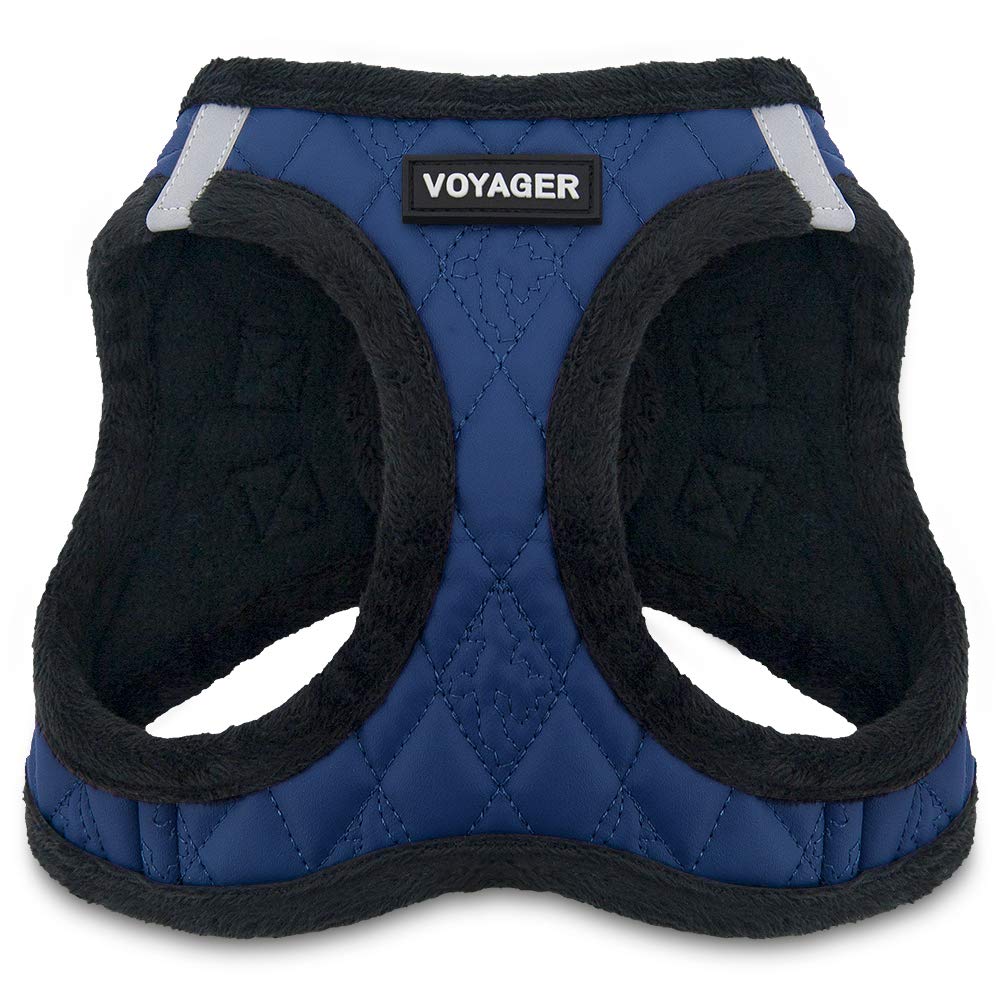 Voyager Step-In Plush Dog Harness – Soft Plush, Step In Vest Harness for Small and Medium Dogs by Best Pet Supplies - Royal Blue Faux Leather, XS (Chest: 13-14.5 inches)